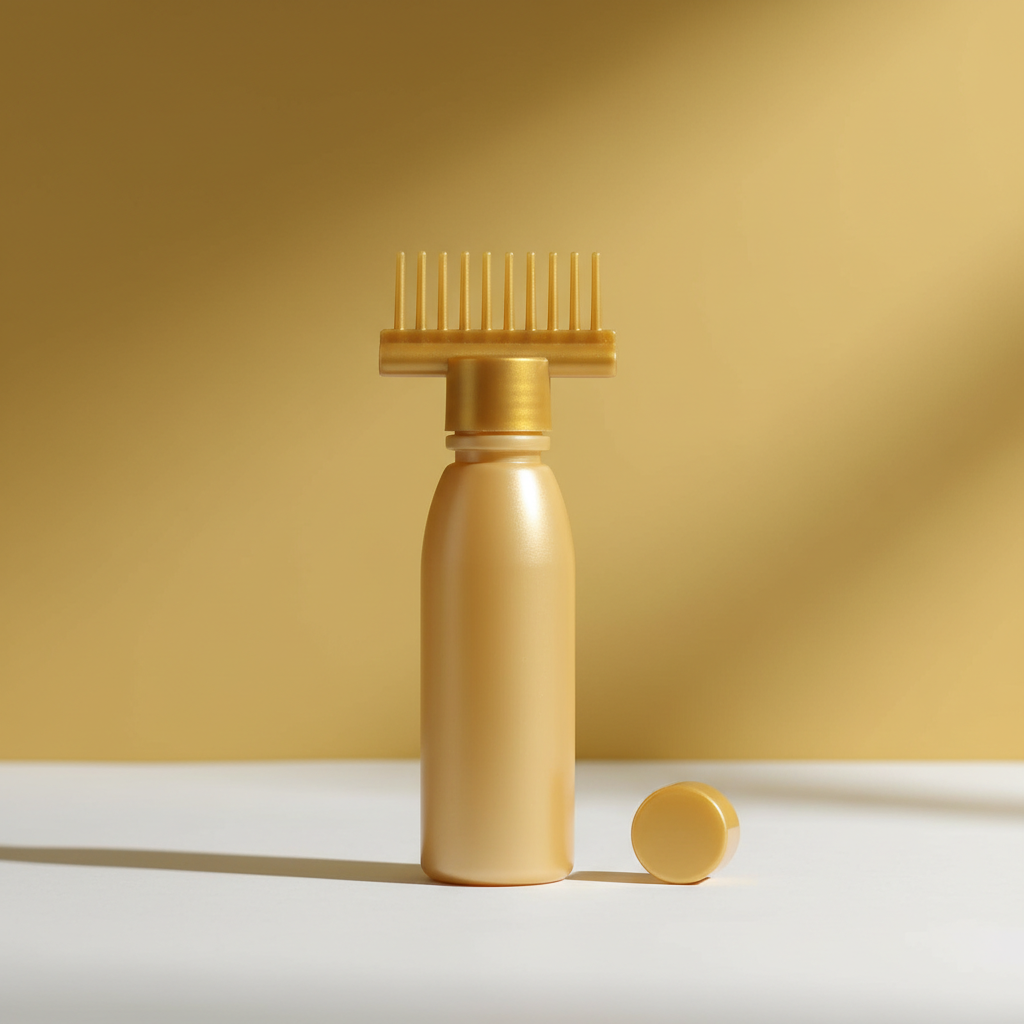 Hair Oil Applicator Comb Bottle with Curved Wooden Comb