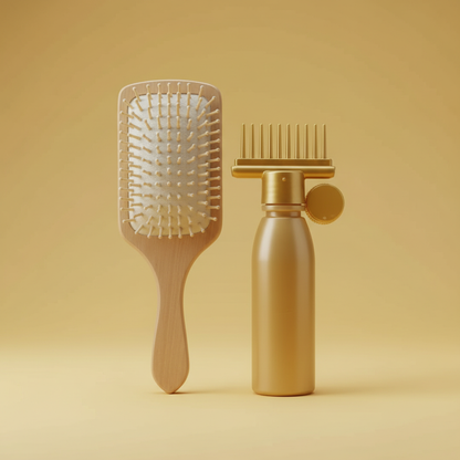 Applicator Comb Bottle & Bamboo Wooden Hair Brush Set