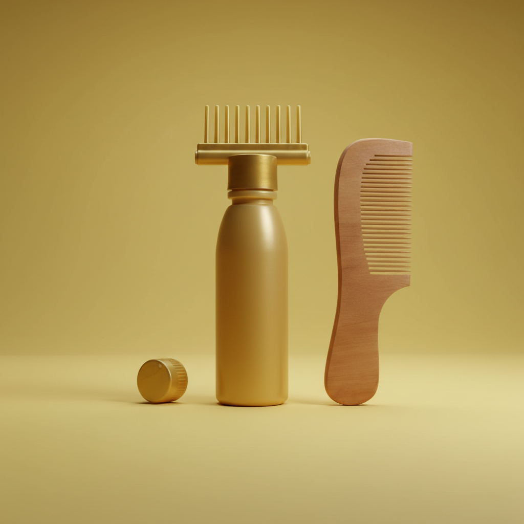 Hair Oil Applicator Comb Bottle with Natural Wooden Comb