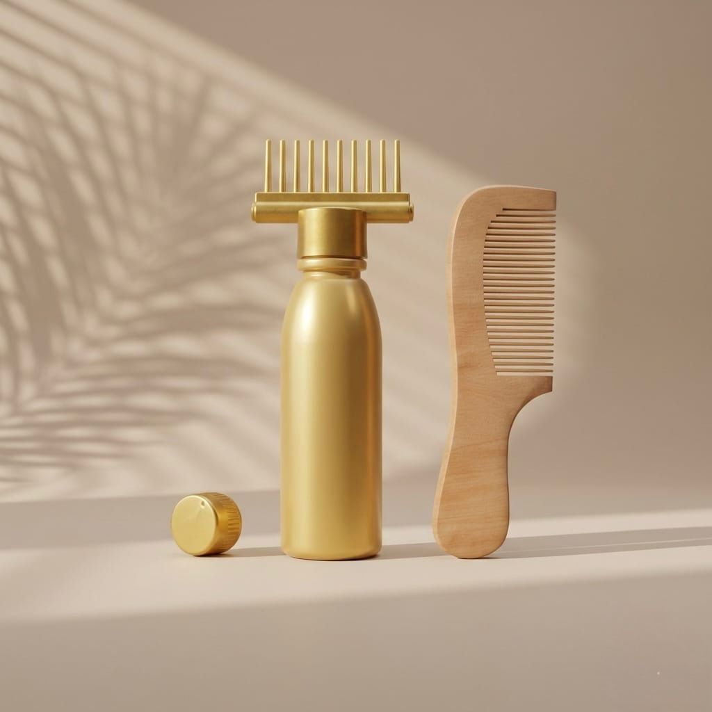 Hair Oil Applicator Comb Bottle with Natural Wooden Comb