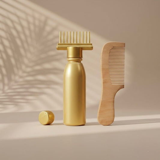 Hair Oil Applicator Comb Bottle with Natural Wooden Comb